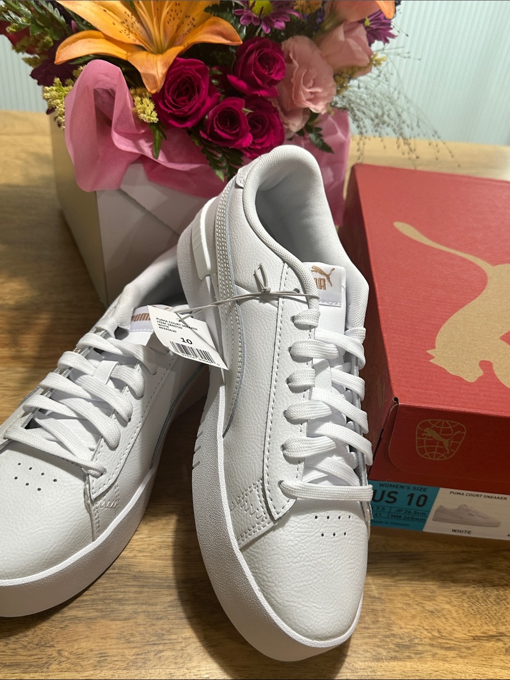 Puma Women’s White Leather Casual Court Sneakers